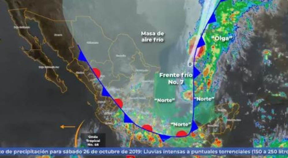 Continuará el frente frío #7 en el noreste, centro y este de la República