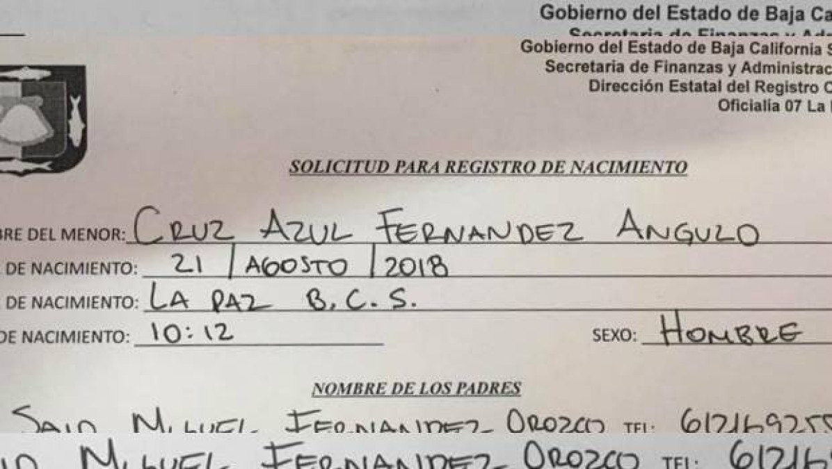 Le ponen de nombre “Cruz Azul" a su hijo