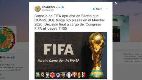6 plazas y media para la Conmebol en Mundial 2026