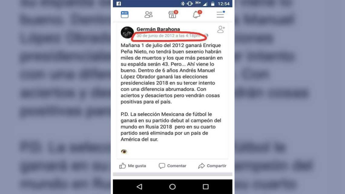 Circula en redes "estado predicción" en Facebook