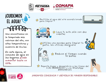 Exhorta COMAPA a hacer uso responsable del agua en esta temporada de calor