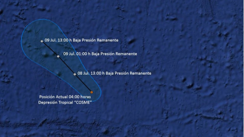 “Cosme” se debilita a depresión tropical