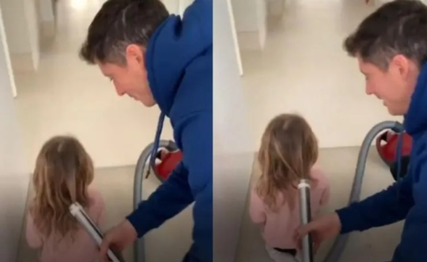 La curiosa forma en la que Lewandowski peina a su hija 