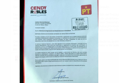 Cendy Robles solicita al INE organice un debate entre candidatos al Senado