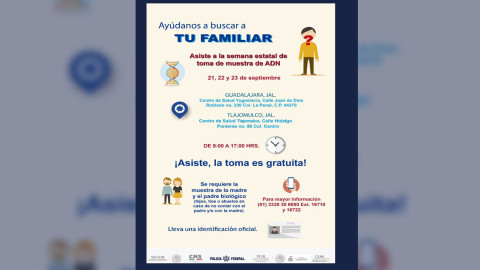 Inician tomas de muestras de familiares de desaparecidos en Jalisco