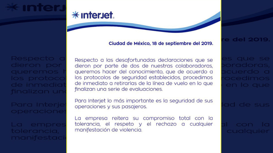 Interjet retira de vuelos a las mujeres piloto implicadas en la polémica publicación 