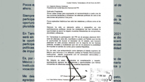 Renuncia Oscar Almaraz al PRI; anuncia que contenderá por otro partido 