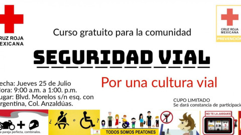 Convoca Cruz Roja a curso de seguridad vial 