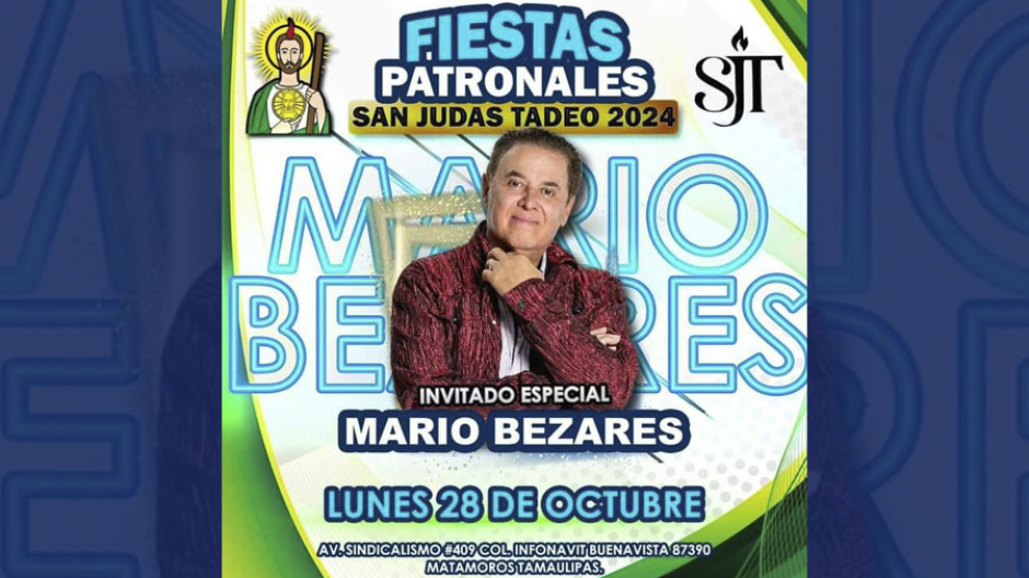 Mario Bezares “Mayito” estará en fiestas patronales de Matamoros
