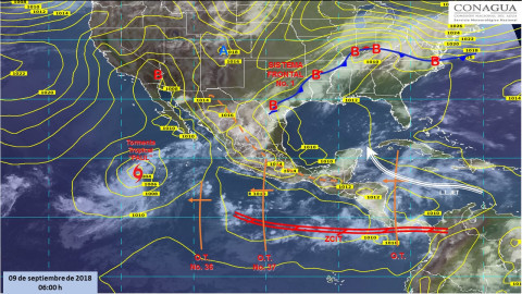 Tormentas fuertes puntuales por Sistema Frontal No.1