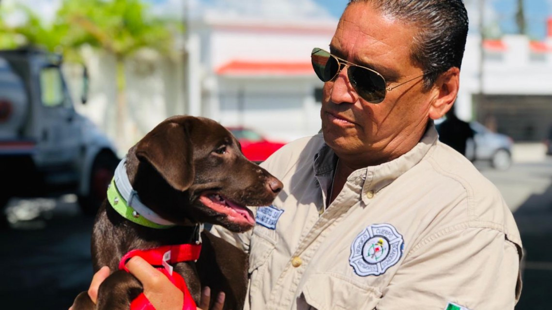 Se integran dos binomios caninos al cuerpo de bomberos 