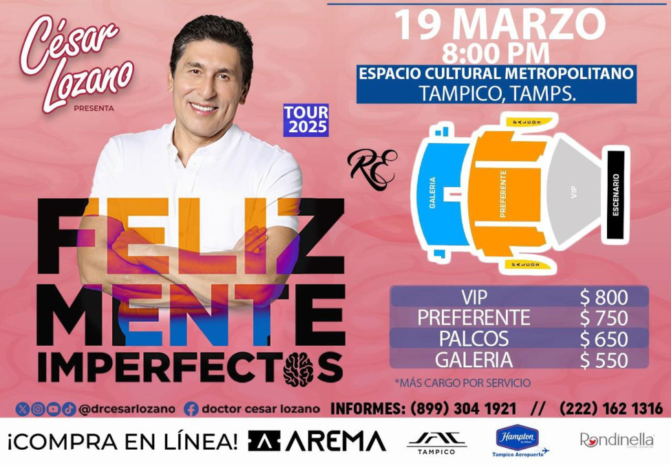 Invita DIF Tamaulipas a la conferencia 'Feliz Mente Imperfectos' de César Lozano