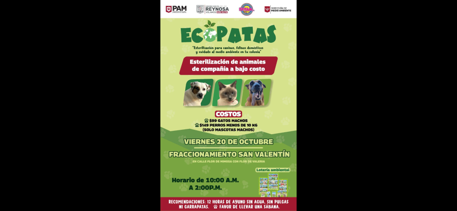 Programa EcoPatas llegará a Fraccionamiento San Valentín