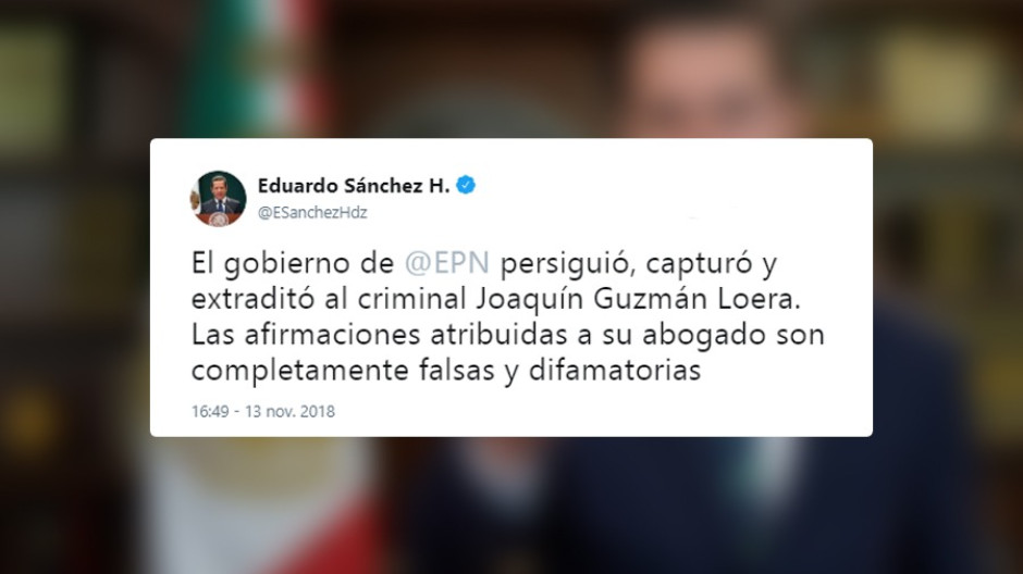 Vocero de actual gobierno niega sobornos a EPN por parte de "El Chapo"