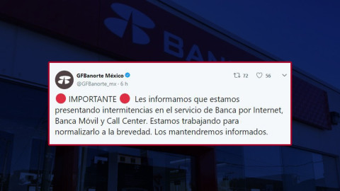 Banorte reporta fallas en banca por Internet, banca móvil y call center