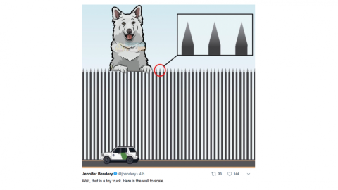 Se mofan del diseño del muro de Trump 