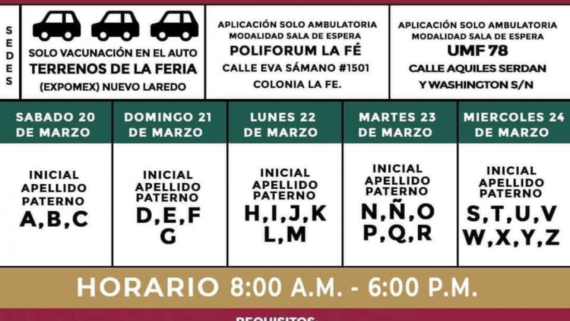 Entérate donde y cuando dará inicio la vacunación contra el COVID-19 en Nuevo Laredo