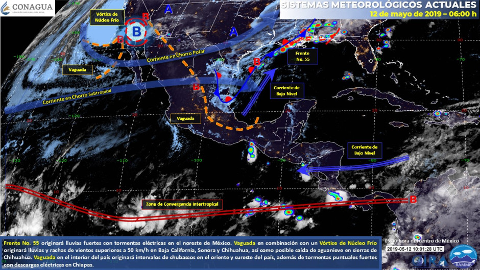 Tormentas puntuales fuertes en Nuevo León, Tamaulipas, Puebla y Chiapas