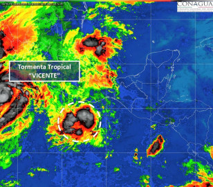 “Vicente” se desplaza hacia el oeste-suroeste