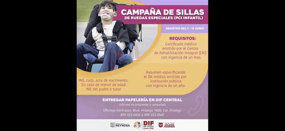 Amplía DIF Reynosa Campaña de Sillas de Ruedas Especiales PCI