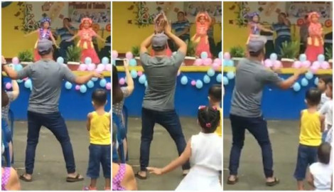 Hombre baila junto a su hija durante concurso de talentos