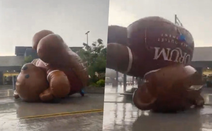 Enorme oso inflable sale volando por fuertes vientos en Cuernavaca