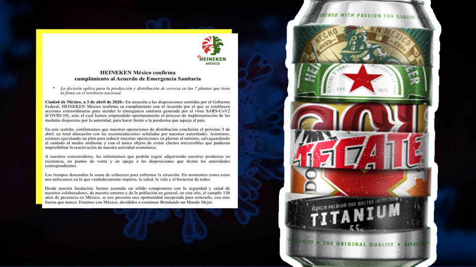 Heineken México suspende distribución de cerveza por pandemia 