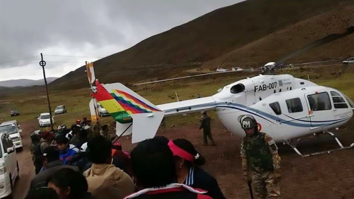 Helicóptero del presidente Evo Morales aterriza de emergencia por falla mecánica 