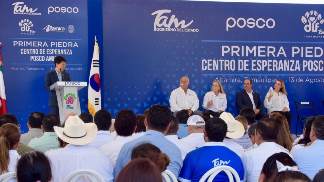 Colocan en Altamira primera piedra del Centro de Esperanza POSCO Amigos