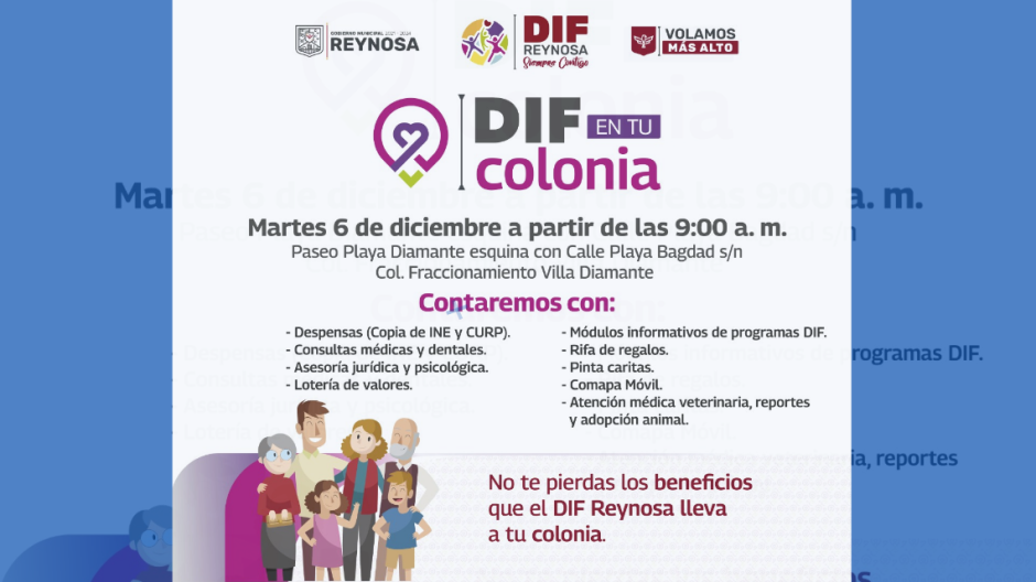 DIF en Tu Colonia atenderá a familias del Fraccionamiento Villa Diamante 