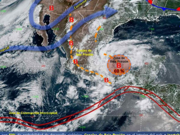 Alertan por lluvias a causa de baja presión en el Golfo de México