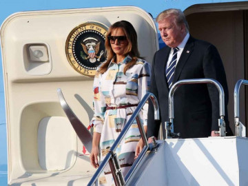 Trump llega a Tokio para reunión con el emperador Naruhito