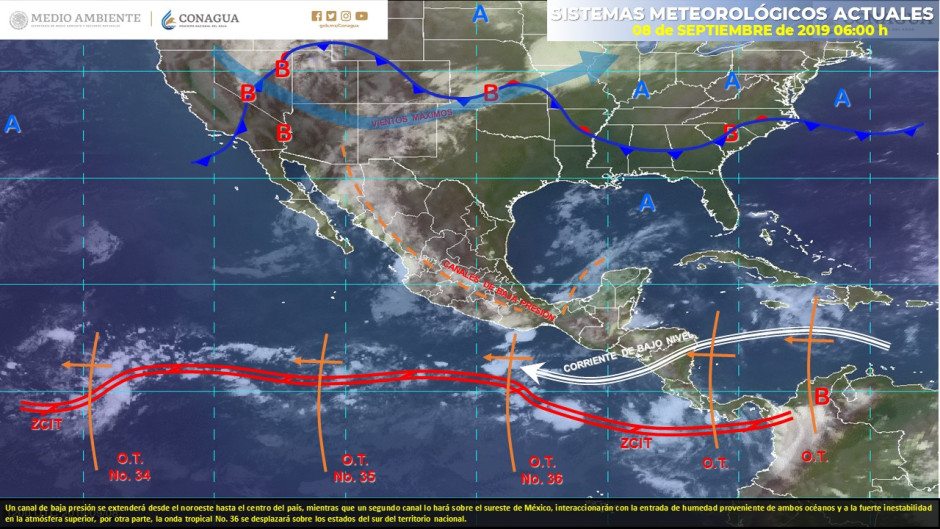 Lluvias intensas sobre norte y sur del país