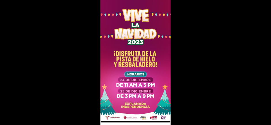 Informa Gobierno Municipal horario de pista y resbaladera de hielo por fiestas decembrinas 
