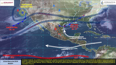 Frente frío no. 44 en noroeste del país, generará descenso de temperatura