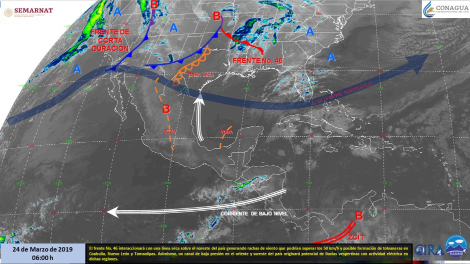 Vientos fuertes con posibles tolvaneras en Coahuila, nuevo león y Tamaulipas