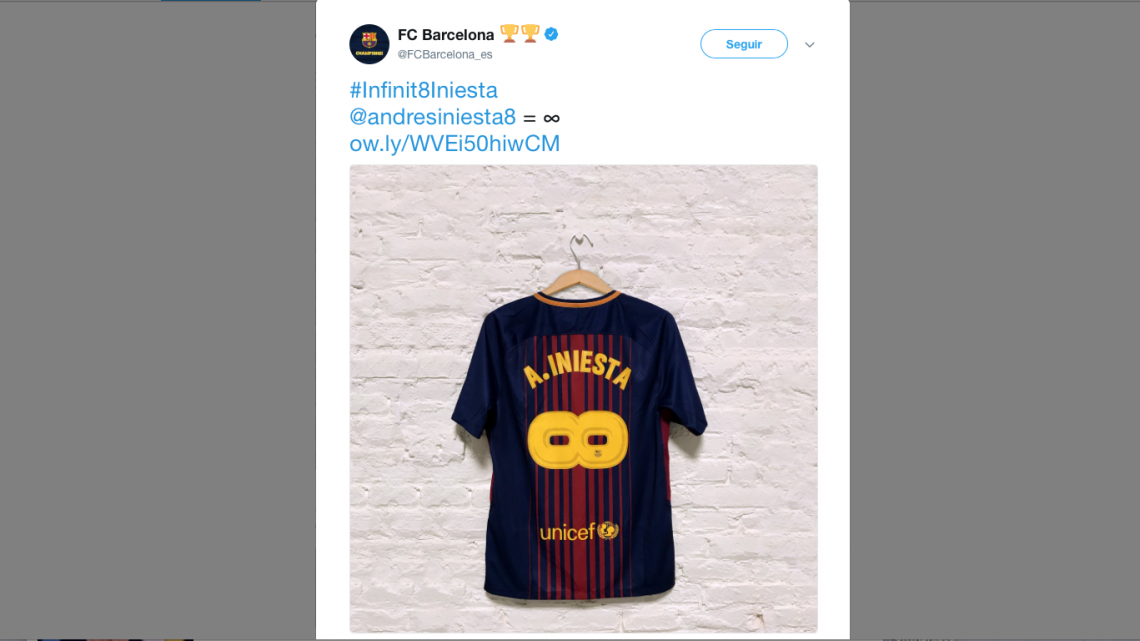 La camiseta del Barça para rendir homenaje a Iniesta