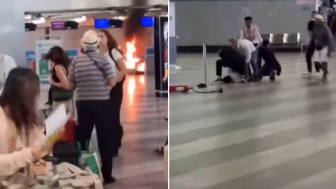 Hombre provoca incendio y destrozos con un martillo en el aeropuerto de Milán