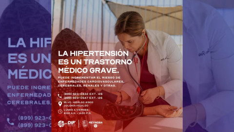 Llama DIF Reynosa a prevenir la hipertensión con atención médica gratuita