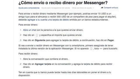 Habrá envío de dinero por facebook messenger