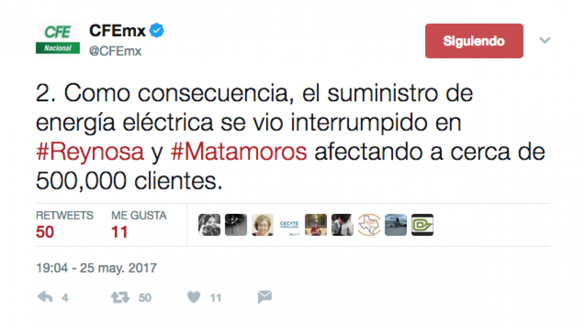 Restablece CFE suministro de energía