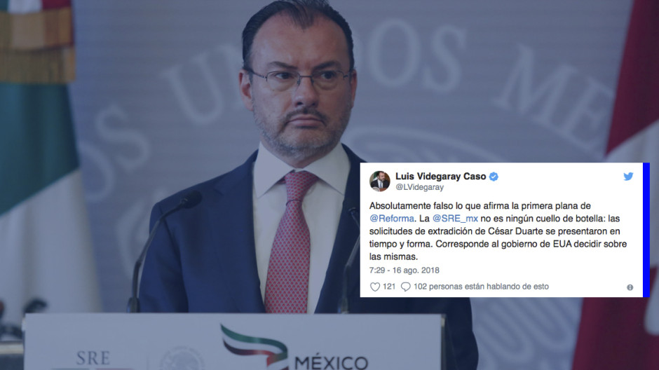 Rechaza Luis Videgaray frenar extradición de César Duarte a EU