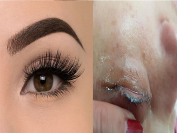 Va por pestañas postizas y le pegan los párpados