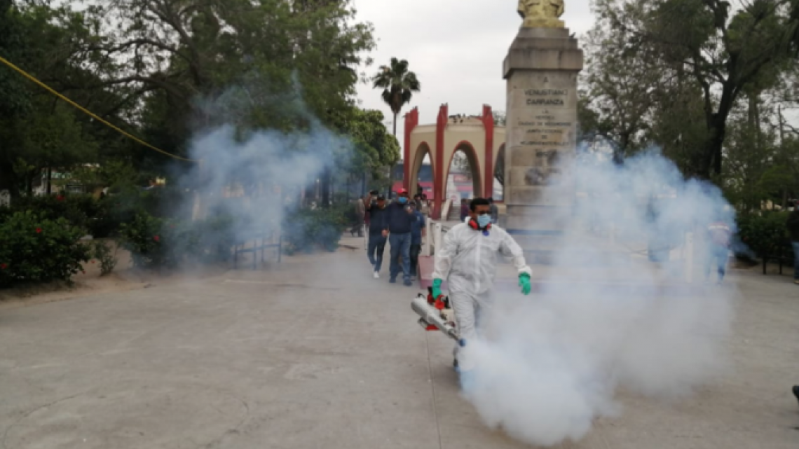 Arranca programa de sanitización de espacios público en Matamoros