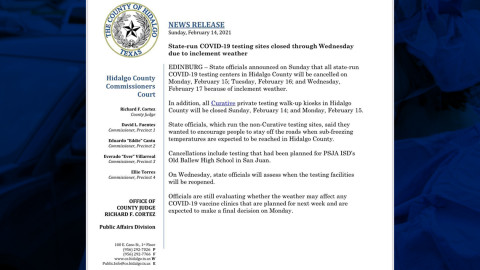 Por las condiciones climáticas se cierran hasta el miércoles los sitios de prueba de COVID-19