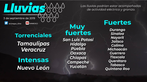 Se pronostican lluvias torrenciales en Nuevo León, Tamaulipas y San Luis Potosí