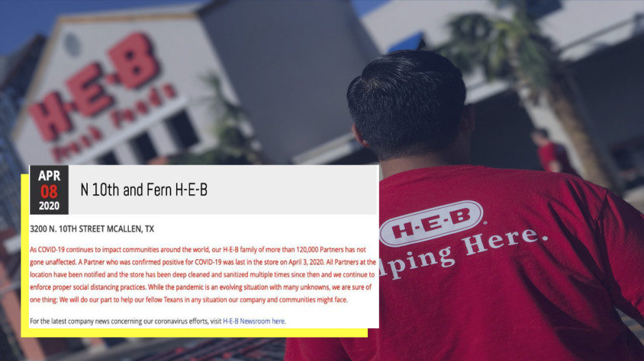 Empleado de HEB en McAllen da positivo a covid-19
