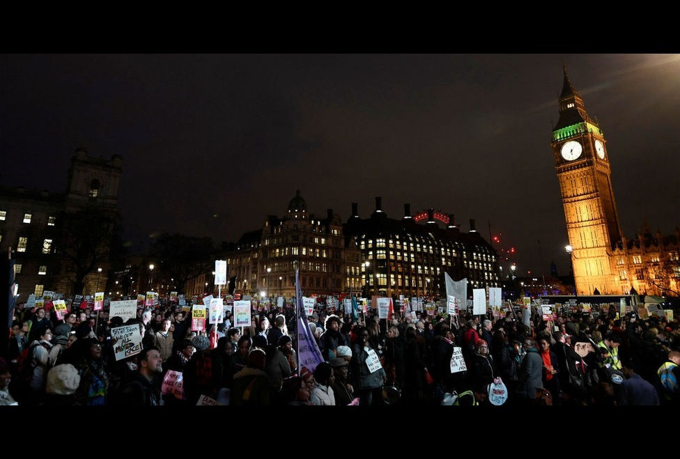 Protestan en Londres por la próxima visita de Trump a Reino Unido 