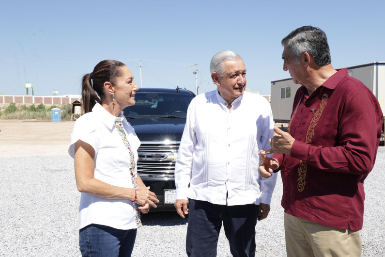 Encabezan reunión en Nvo. Laredo el presidente AMLO, la presidenta electa Claudia Sheinbaum y el gobernador Américo Villarreal