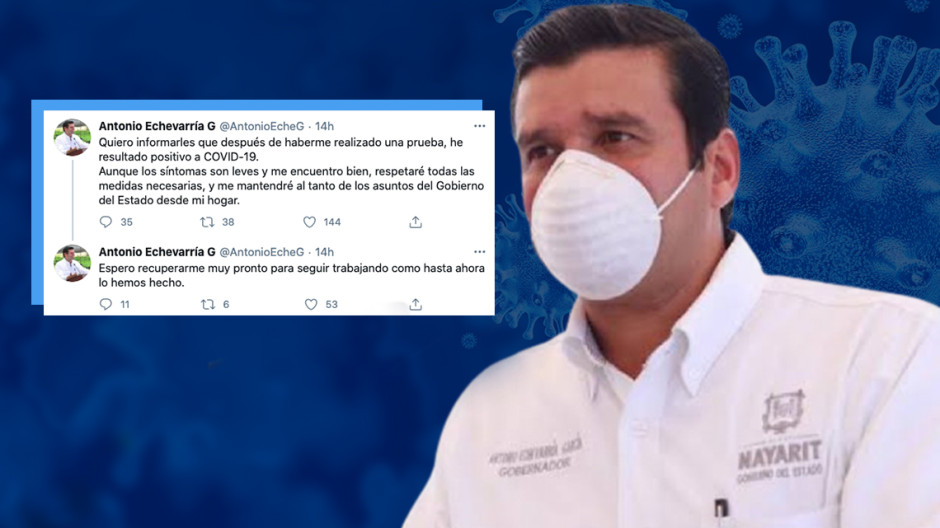 Gobernador de Nayarit, Antonio Echevarría, da positivo a COVID-19